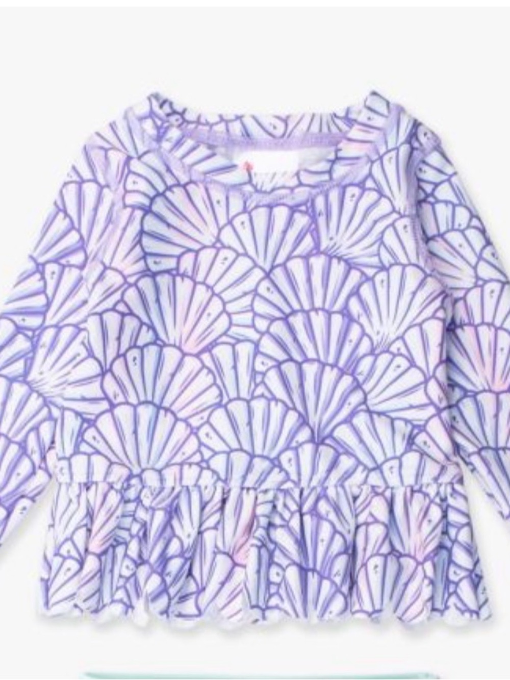 RuffleButts Magical Mermaid Scallop Hem Long Sleeve Rash Guard size 7